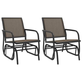 vidaXL Garden Glider Chairs 2 pcs Brown 61x76x87 cm Textilene&Steel