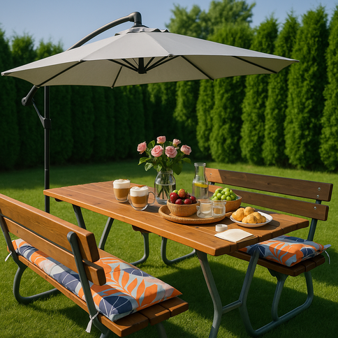 Garden relaxation with colorful accents