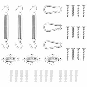 vidaXL 9 Piece Sunshade Sail Accessory Set Stainless Steel