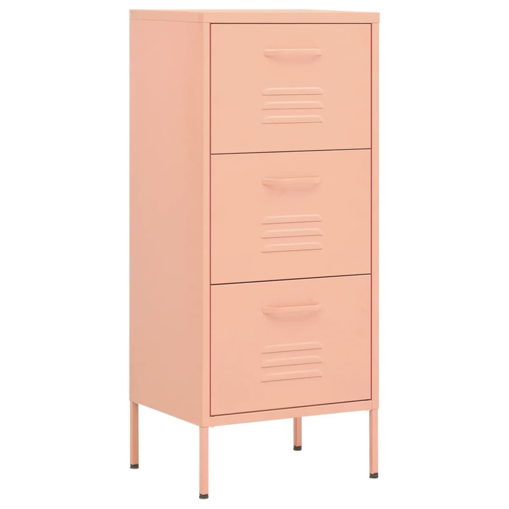 vidaXL Storage Cabinet Pink 16.7"x13.8"x40" Steel