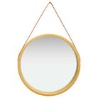 vidaXL Wall Mirror with Strap 60 cm Gold