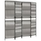 vidaXL Room Divider 4 Panels Gray Poly Rattan