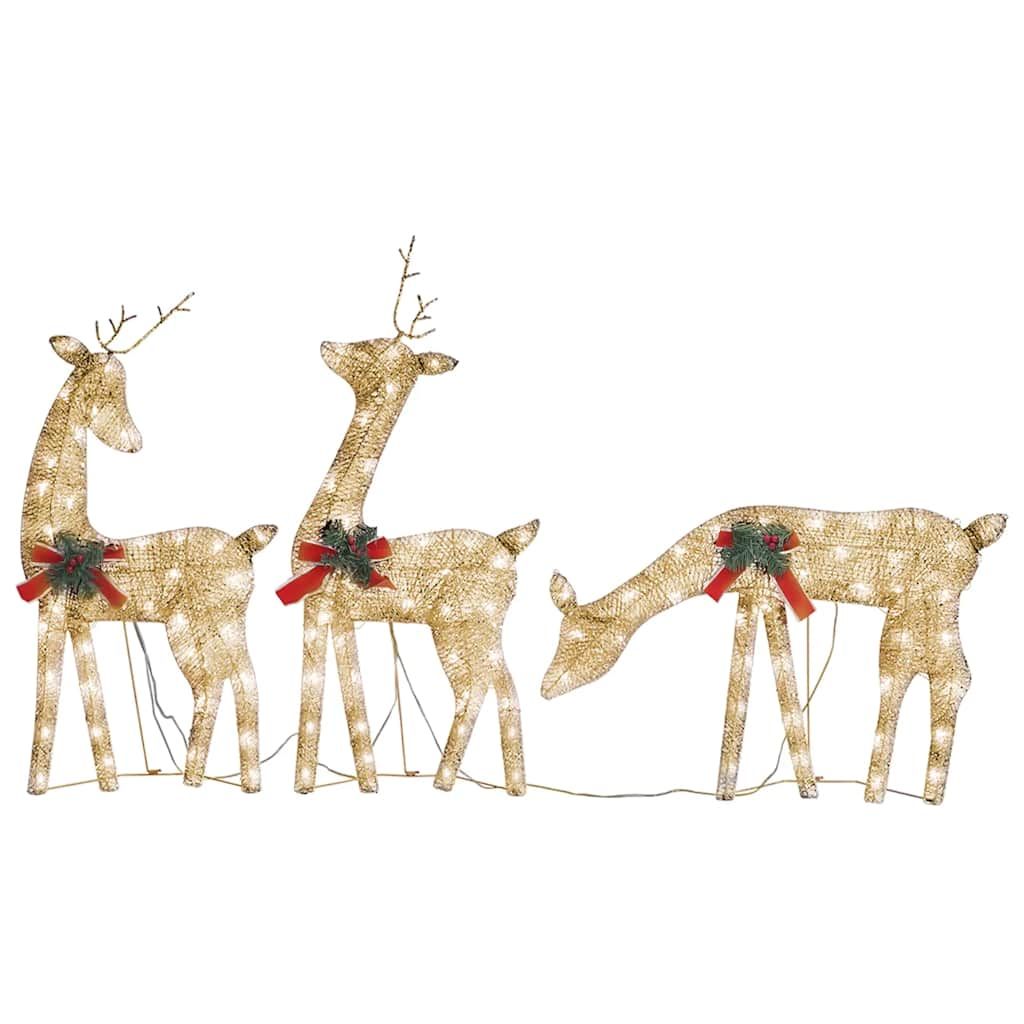 vidaXL Christmas Reindeer Family 106.3"x2.8"x35.4" Gold Warm White Mesh