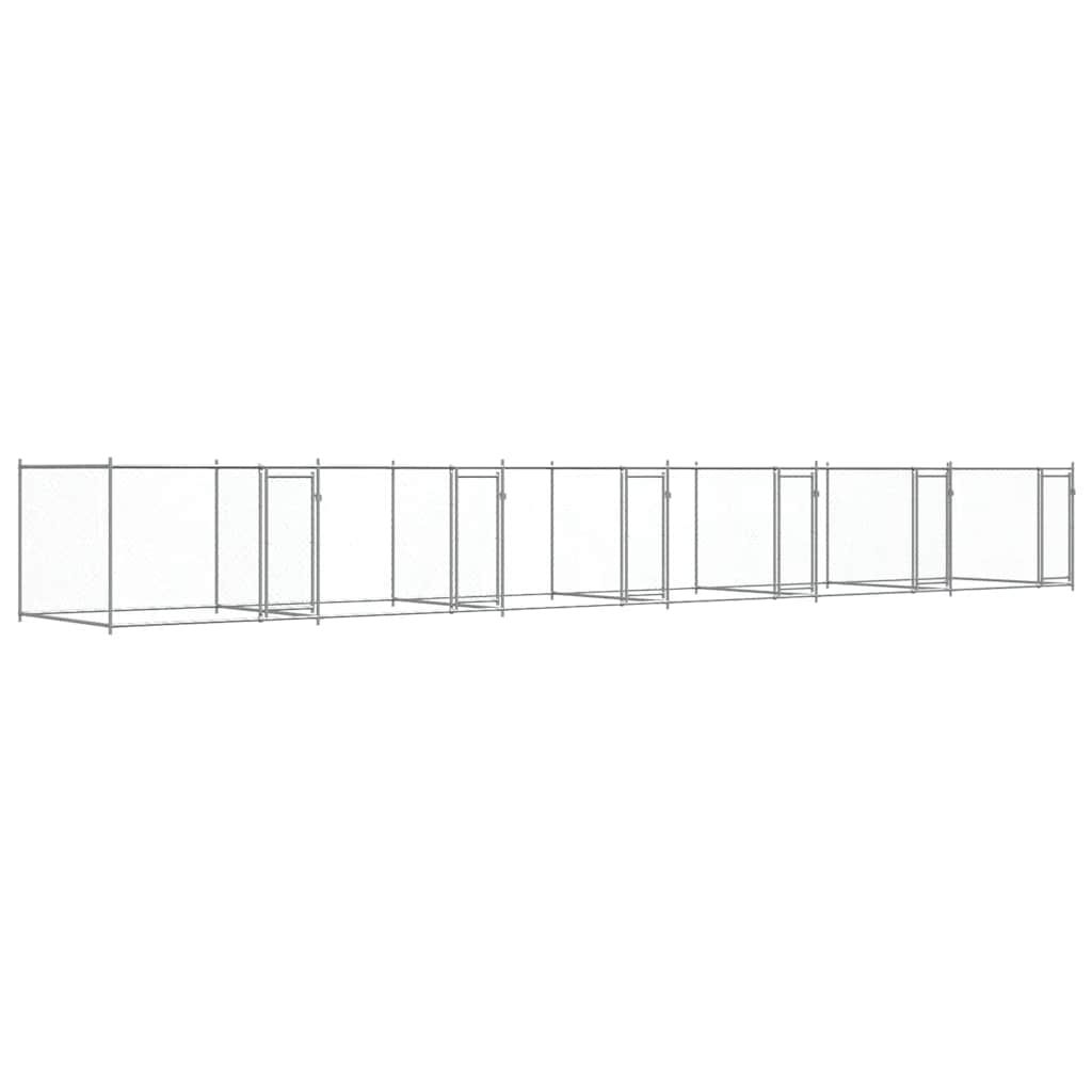 vidaXL Dog Cage with Doors Gray 39.4'x6.6'x4.9' Galvanized Steel