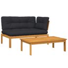vidaXL 2 Piece Patio Pallet Sofa Set with Cushions Solid Wood Acacia
