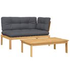 vidaXL 2 Piece Patio Pallet Sofa Set with Cushions Solid Wood Acacia