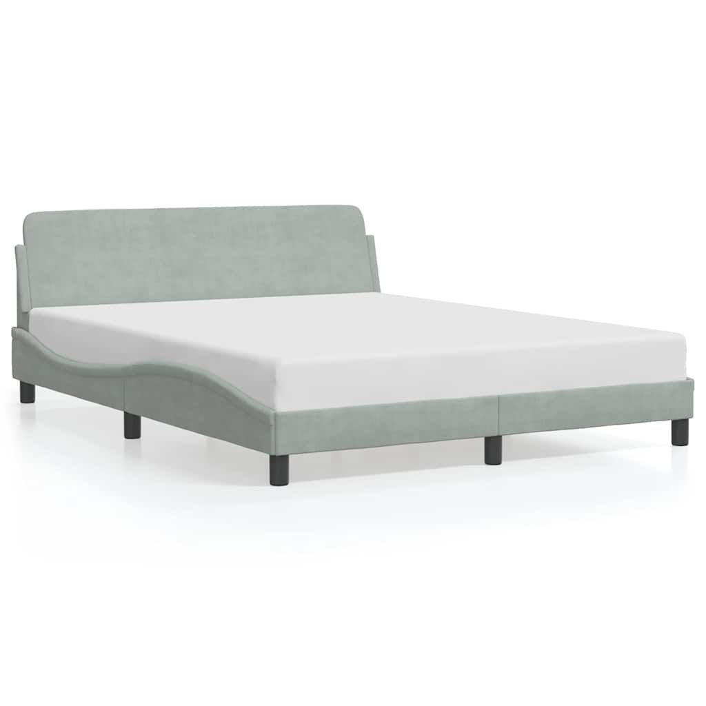 vidaXL Bed Frame "Dover" Light Gray 59.8"x79.9" Velvet