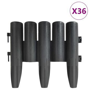vidaXL Lawn Edgings 36 pcs Anthracite 32.8' PP