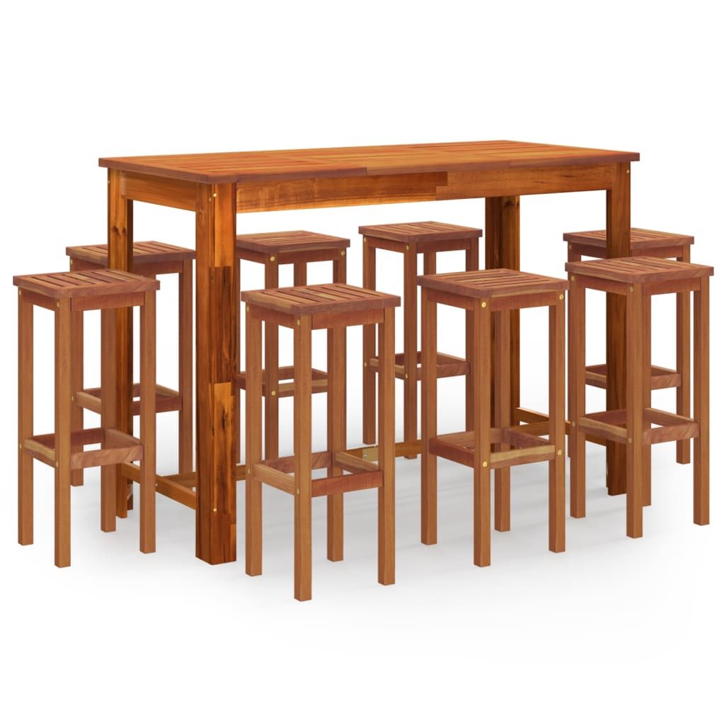 vidaXL 9 Piece Patio Bar Set Solid Wood Acacia
