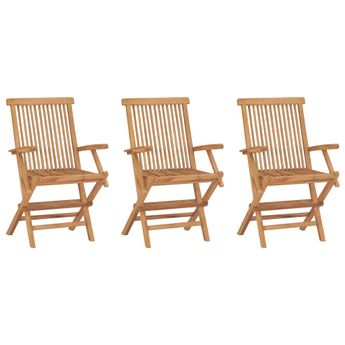 vidaXL Folding Patio Chairs 3 pcs Solid Teak Wood
