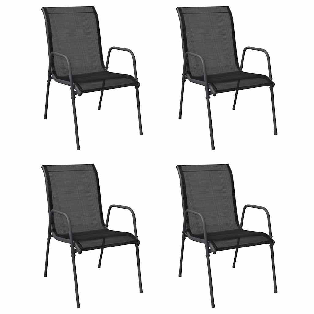 vidaXL Garden Chairs 4 pcs Steel and Textilene Black