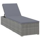 vidaXL Sun Lounger with Cushion Poly Rattan Gray