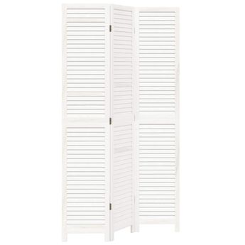 vidaXL Room Divider 3 Panels White Solid Wood Paulownia