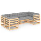 vidaXL 6 Piece Garden Lounge Set with Cushions Solid Wood Pine