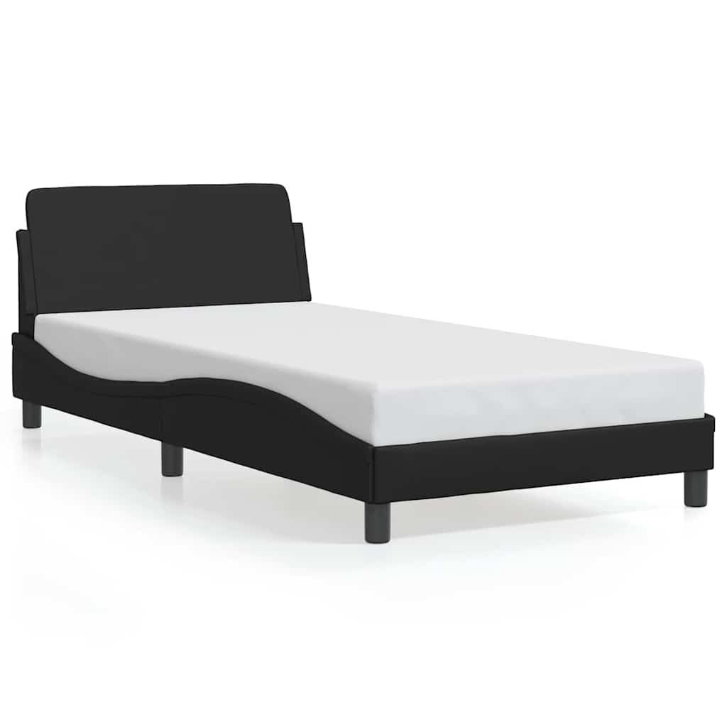 vidaXL Bed Frame "Dover" Black 39.4"x74.8" Faux Leather