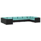 vidaXL 10 Piece Patio Lounge Set with Cushions Poly Rattan Black