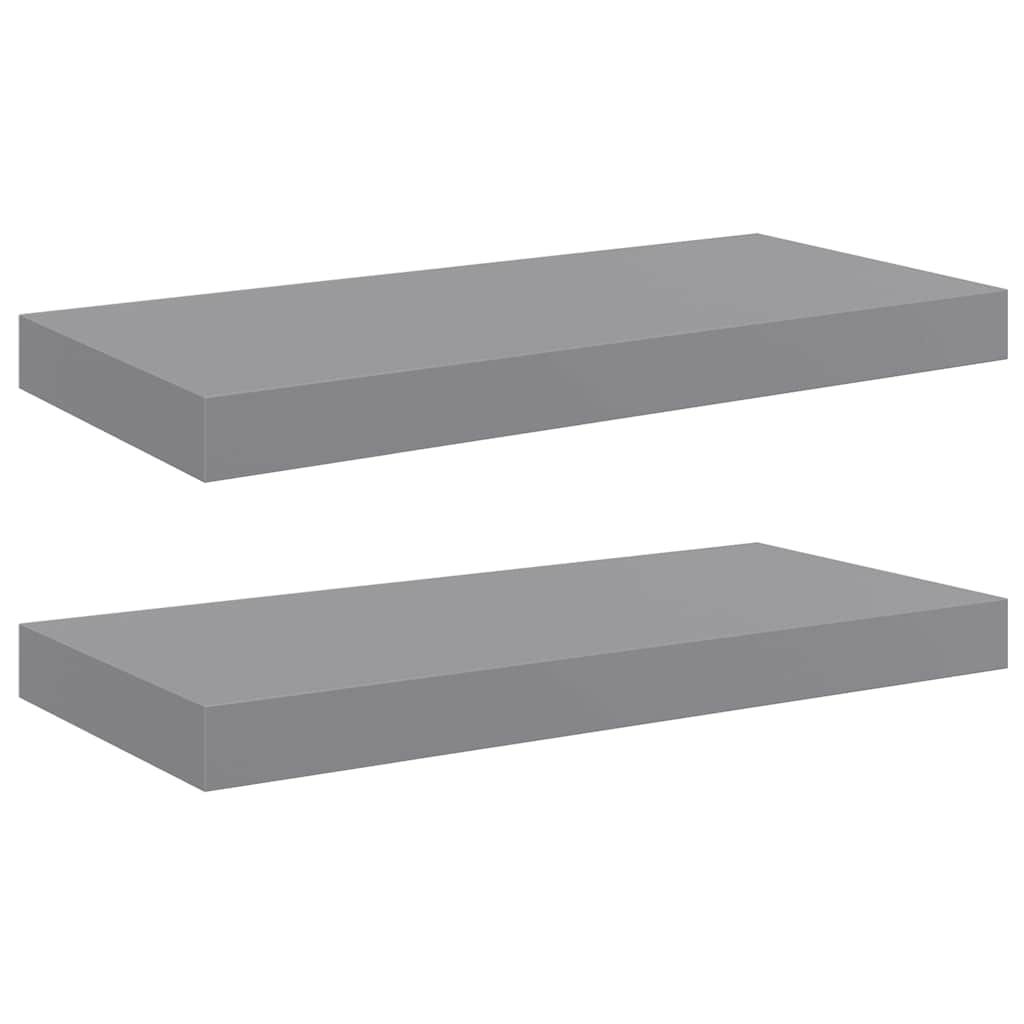 vidaXL Floating Wall Shelves 2 pcs Gray 19.7"x9.1"x1.5" MDF