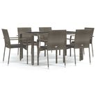 vidaXL 7 Piece Garden Dining Set with Cushions Grey Poly Rattan