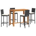 vidaXL 5 Piece Patio Bar Set Black Solid Wood Acacia and Poly Rattan