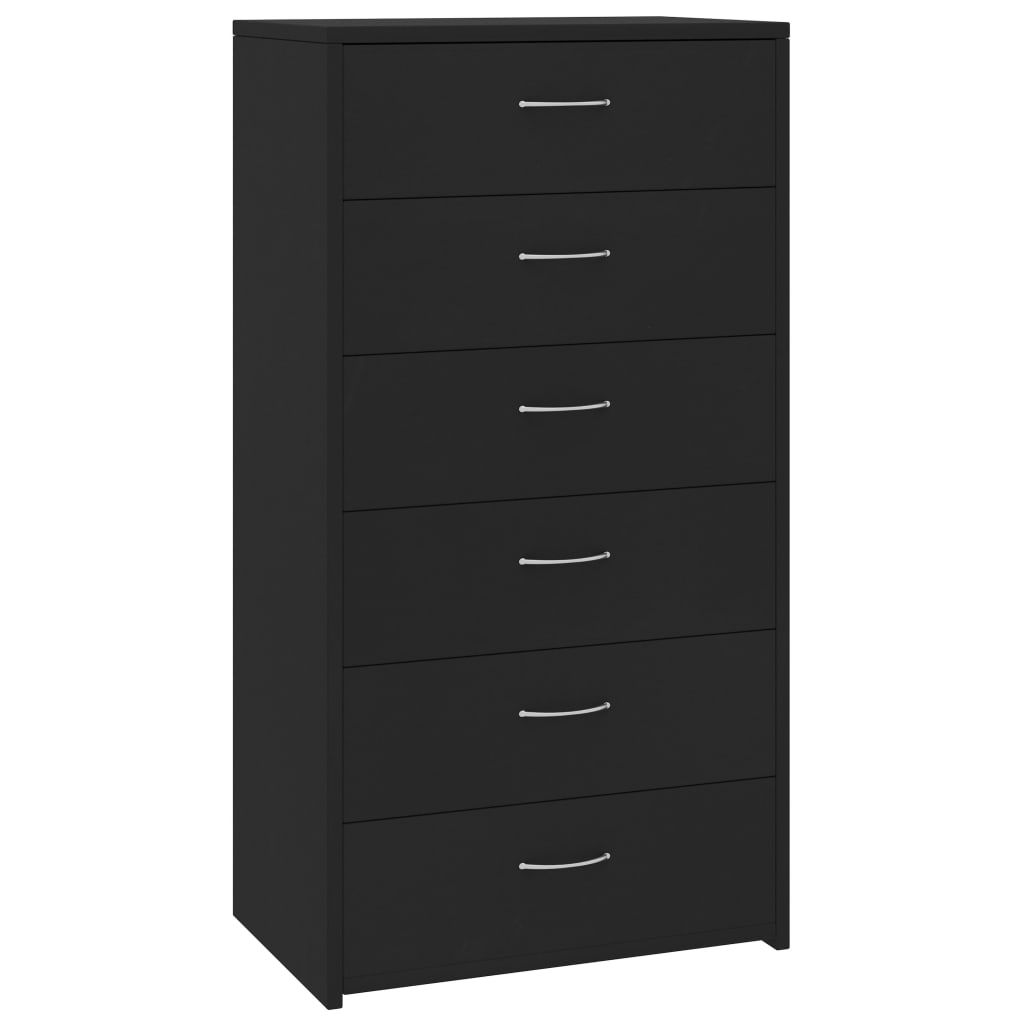 vidaXL Sideboard with 6 Drawers Black 19.7"x13.4"x37.8" Engineered Wood