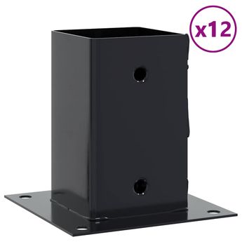 vidaXL Post Bases Square 12 pcs Anthracite 3.58x3.58" Powder-coated Steel
