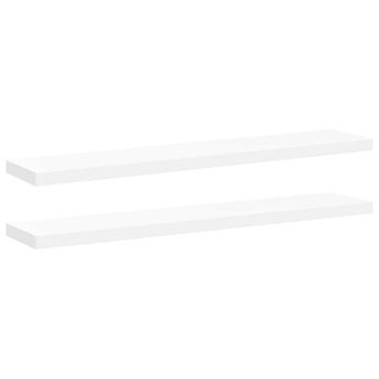 vidaXL Floating Wall Shelves 2 pcs White 47.2"x9.3"x1.5" MDF
