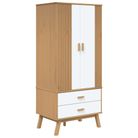 vidaXL Wardrobe OLDEN White and Brown 30.1"x20.9"x67.7" Solid Wood Pine