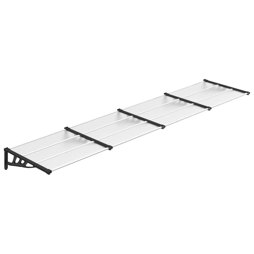 vidaXL Door Canopy Black and Transparent 155.9"x35.4" Polycarbonate