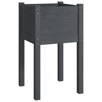 vidaXL Garden Planter Gray 15.7"x15.7"x27.6" Solid Wood Pine