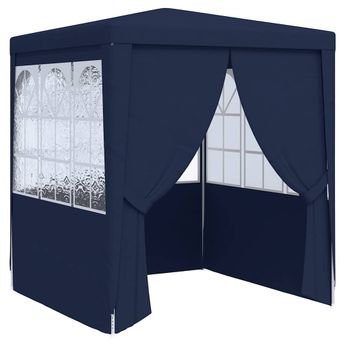 vidaXL Professional Party Tent with Side Walls 8.2'x8.2' Blue 0.3 oz/ftÂ²