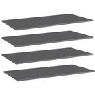 vidaXL Bookshelf Boards 4 pcs High Gloss Grey 80x20x1.5 cm Engineered Wood
