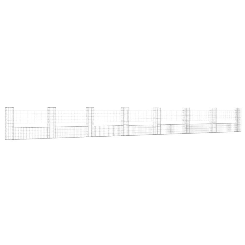 vidaXL U-shape Gabion Basket with 8 Posts Iron 860x20x100 cm