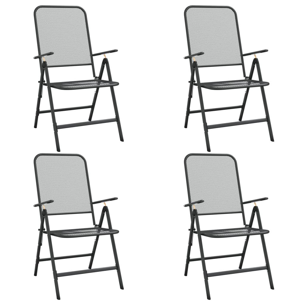 vidaXL Folding Patio Chairs 4 pcs Expanded Metal Mesh Anthracite
