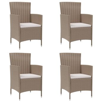 vidaXL Garden Chairs with Cushions 4 pcs Poly Rattan Beige