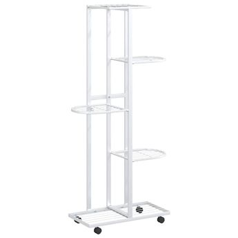 vidaXL 5-Floor Flower Stand with Wheels 17.3"x9.1"x39.4" White Iron