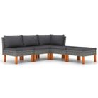 vidaXL 5 Piece Patio Lounge Set with Cushions Poly Rattan Gray