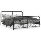 vidaXL Metal Bed Frame without Mattress with Footboard Black 76"x79.9"