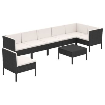vidaXL 8 Piece Patio Lounge Set with Cushions Poly Rattan Brown