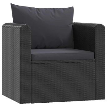 vidaXL Single Sofa with Cushions Poly Rattan Black