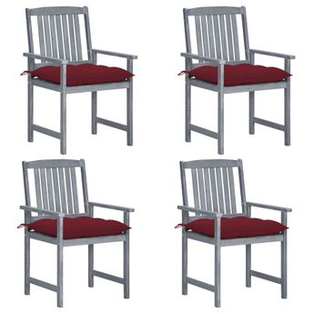 vidaXL Patio Chairs with Cushions 4 pcs Gray Solid Acacia Wood