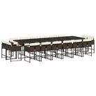 vidaXL 17 Piece Patio Dining Set with Cushions Brown Poly Rattan