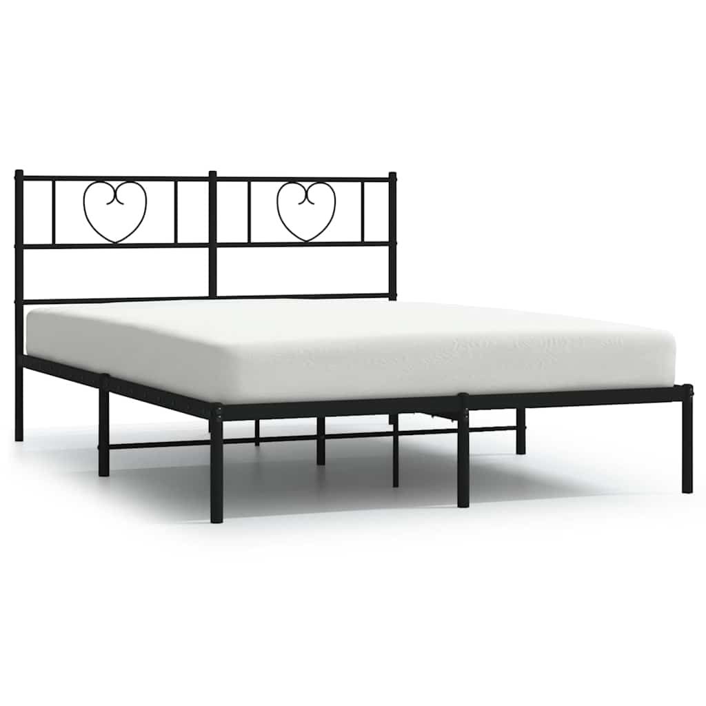 vidaXL Metal Bed Frame without Mattress with Headboard Black 150x200cm