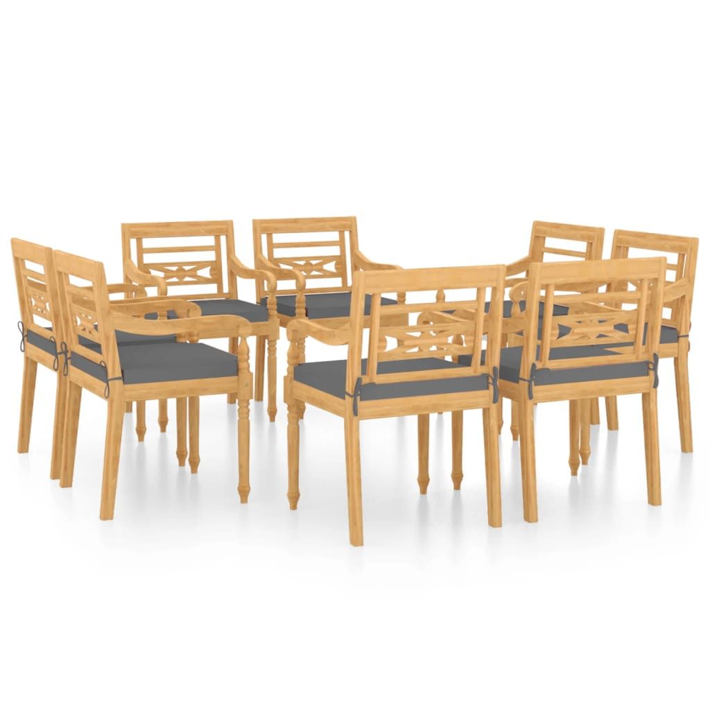 vidaXL Batavia Chairs 8 pcs with Cushions Solid Teak Wood