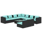 vidaXL 10 Piece Patio Lounge Set with Cushions Black Poly Rattan