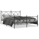 vidaXL Metal Bed Frame without Mattress with Footboard Black 59.1"x78.7"