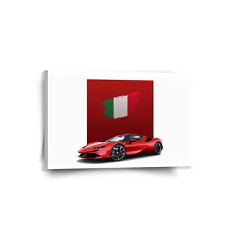 Sablio Obraz Ferrari Italská vlajka na červeném bloku - 60x40 cm