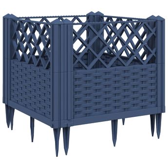 vidaXL Garden Planter with Pegs Blue Gray 17.1"x17.1"x17.1" PP
