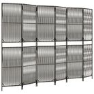 vidaXL Room Divider 6 Panels Gray Poly Rattan