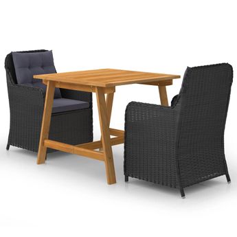 vidaXL 3 Piece Garden Dining Set Black
