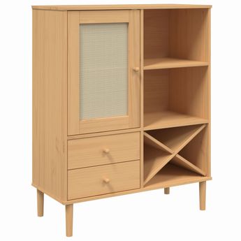 vidaXL Highboard SENJA Rattan Look Brown 35.4"x15.7"x44.1" Solid Wood Pine
